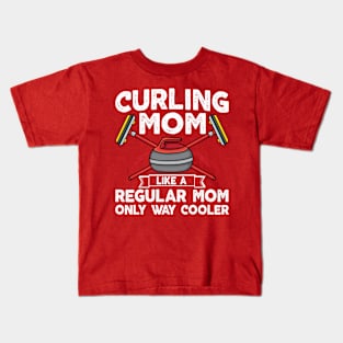 Curling mom like a regular mom but cooler retro curling Kids T-Shirt